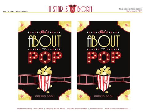 About to Pop Signs Baby Boy Movie, Popcorn Movie, About To Pop, Hollywood Premiere, Pop Baby Showers, Hollywood Theme, Trendy Baby Nursery, Baby Shower Inspiration, Movie Themes