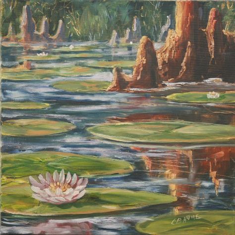 Bayou Paintings By Louisiana Artist CB Hume Swamp Paintings,Bayou Scenes, Lily Pads and all things that reside in the Bayou. www.humeartstudio.com © CB Hume Bayou Aesthetic, Swamp Paintings, Bayou Painting, Swamp Painting, Frog Wedding, Anatomical Art, Louisiana Bayou, Paint Inspiration, The Bayou