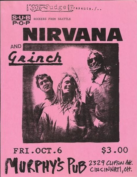 Nirvana Concert Poster, Nirvana Concert, Nirvana Poster, Pink Music, Vintage Concert Posters, Punk Poster, Band Poster, Music Poster Design, Dorm Posters