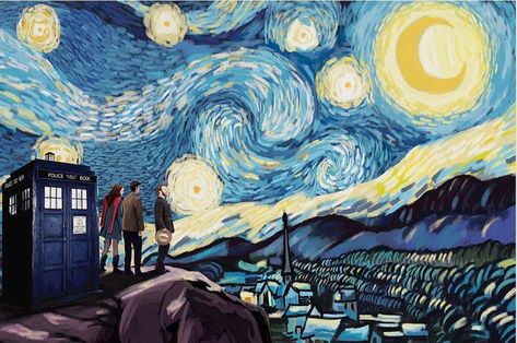 Doctor Who Wallpaper Desktop, Tardis Wallpaper, Doctor Who Poster, Van Gogh Wallpaper, Doctor Who Wallpaper, Computer Wallpaper Desktop Wallpapers, 11th Doctor, Trippy Wallpaper, Art Parody