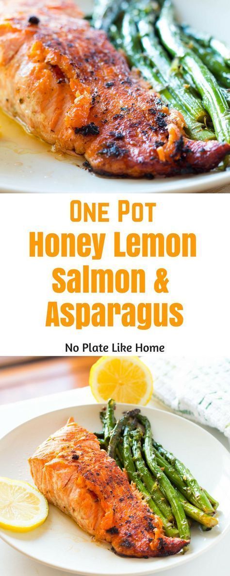 Salmon Honey, Honey Lemon Salmon, Salmon With Asparagus, Lemon Salmon, Salmon And Asparagus, Lean And Green Meals, Easy One Pot Meals, Baked Salmon Recipes, Instant Pot Dinner Recipes