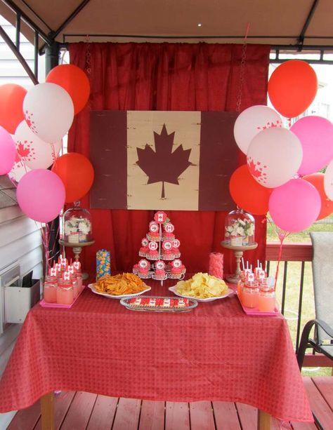 Canada Party, Canadian Party, Happy Birthday Canada, Canada Day Party, Leaving Party, Philly Style, Day Party Ideas, Leaf Cookies, Kids Themed Birthday Parties