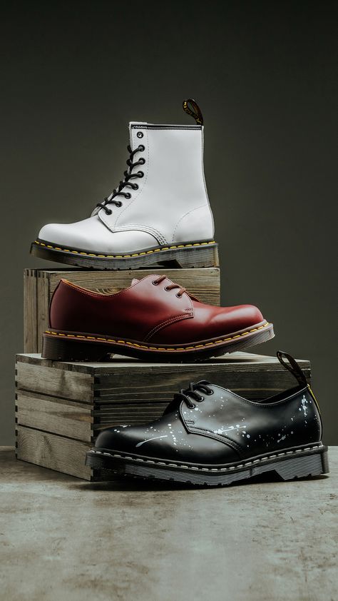 Footwear staples from Dr. Martens are now available at all retail locations + online. Shop Now: https://feature.com/collections/dr-martens Dr Martens Photography, Dc Martens, Doctor Martens, Shoes Photoshoot, Shoe Advertising, Dr Martens Outfit, Apple Logo Wallpaper, Logo Wallpaper, Apple Logo