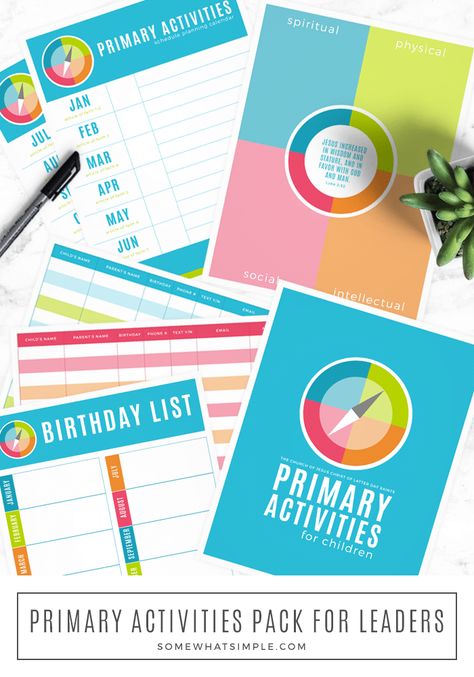 This Primary Activities Printable pack is the perfect companion for leaders to plan activities, help set goals, and keep track of important information.  This is a great resource for the 2020 primary year.  #ldsprimary #churchofjesuschristprimary2020freeprintable #2020printableprimaryactivitysheets #newldsprimaryactivitiesprogram #ldsprimaryactivitydays2020 Lds Primary Activities, General Conference Activities, Sunday Ideas, Primary Activity, Primary Presidency, Primary Program, Goals Printable, Activity Day Girls, Goal Charts