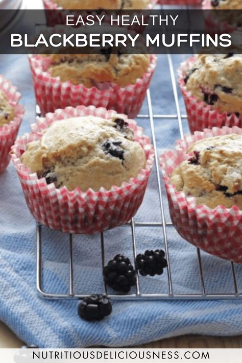 Healthy Blackberry Muffins These easy to make healthy blackberry muffins are deliciously packed with antioxidant-rich blackberries. With a much lower sugar content, natural yogurt and olive oil, they make a moist and fluffy muffin. #vegetarianmuffins #muffins Vegetarian Muffins, Blackberry Muffins, Blackberry Muffin, Natural Yogurt, Low Sugar, Blackberry, Olive Oil, Yogurt, Biscuits