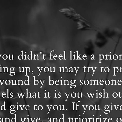 Katre on Instagram: "This is me Posted @withregram • @mindfulmft A prioritization origin wound can originate in endless ways — parents or caretakers who struggled to see, hear, understand, or honor your needs, leaving your feeling like you weren’t important. They may have prioritized other things, like work, a partner, a new family, an addiction, or a sibling who was struggling. So many of us have some idea of where the residual pain came from. What we may not be as aware of is how we try to protect ourselves from experiencing it again and again today. A prioritization origin wound can manifest in a lot of ways. One, as you see in the quote above (anyone?!?), but it can also show up as control, taking things personally, or de-prioritizing others around you, just to name a few. In what wa Taking Things Personally, New Family, Show Up, Counseling, Like You, Parenting, Feelings, Canning, The Originals