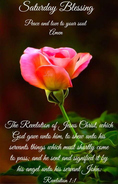 The Revelation Of Jesus Christ, Saturday Blessings, Revelation 1, God Bless You, Peace And Love, Psalms, Jesus Christ, Roses, Jesus