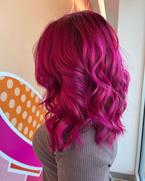 Fuchsia hair profile: I have always wanted pink hair. Finally got to try it! Fuchsia Hair, Raspberry Hair, Bright Pink Hair, Magenta Hair, Hot Pink Hair, Vivid Hair Color, Hair Color Crazy, Dyed Hair Inspiration, Punk Hair