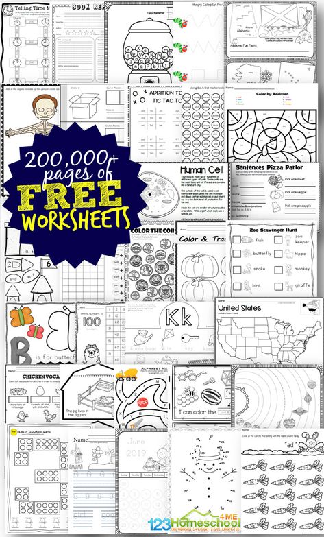 FREE Worksheets - over 200,000 pages of free printable worksheets for elementary age kids including alphabet, counting, numbers, math worksheets, addition, subtraction, science worksheets, history worksheets, and so much more!! #freeworksheets #homeschooling Homeschooling Programs, Homeschool Worksheets Free, Education Graduation Cap, 123 Homeschool 4 Me, Free Worksheets For Kids, Homeschooling Tips, History Worksheets, Homeschool Worksheets, Online Homeschool