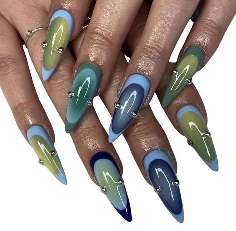 Cute Funky Nails, Funky Nail Designs, Retro Nails, Grunge Nails, Exotic Nails, Nails Desing, Fire Nails, Funky Nails, Pretty Acrylic Nails