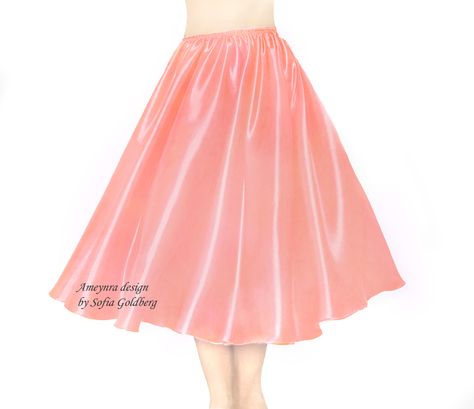 Pink Satin Skirt, Hem Skirt, Satin Skirt, Salmon Pink, Circle Skirt, Pink Satin, Women Skirts Midi, Phone Screen, Color Shades