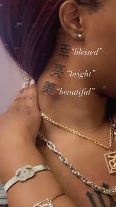 Tattoo Ideas Female Small Unique Neck, Grandmas Keeper Tattoo, Hand Designs Tattoo, Beautiful In Chinese Tattoo, Aubrey Tattoo Name, Purpose Tattoo Neck, Back Of Next Tattoo Women, Tattoos With Meaning Black Women, Second Tattoo Ideas