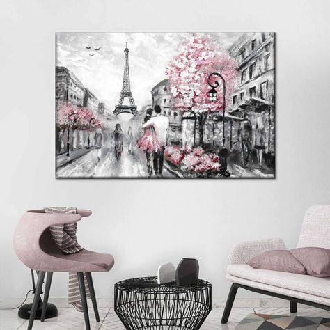 Pink Paris Pop Multi Panel Canvas Wall Art Paris Bedroom, French City, Paris Canvas, Paris Painting, Paris Wall Art, Paris Theme, Multi Panel Canvas, Christian Wall Art, Paris France