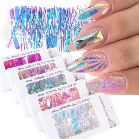 Nail Transfer Foil, Film Paper, Latest Nail Trends, Stripped Nails, Decoration Tips, Beauty Nails Design, Broken Mirror, Transfer Foil, Glass Box