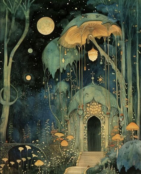 Wallace Stevens, Blue Guitar, Psychadelic Art, Storybook Art, Fairytale Illustration, Magical Art, Fantasy Images, Fairytale Art, Mushroom Art