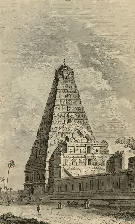 Temple of Tanjore Tanjore Temple Drawing, Tanjore Temple, Thanjavur Temple Drawing, South Indian Temple Painting, Tamil Art Culture, Somnath Temple Sketch, Ponniyin Selvan Paintings, Madurai Meenakshi Temple Drawing, Thanjavur Temple Painting