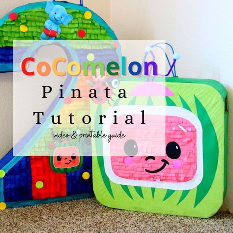 How to Make a Cocomelon Pinata Cocomelon Pinata, Make A Dinosaur, Moby Wrap, Diy Pinata, Steel Cage, Cut Out Shapes, Big Party, Glue Gun, Masking Tape