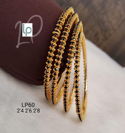 Karimani Bangle Designs, Black Beads Bangles Gold Indian, Black Beads Bangles, Gundla Mala, Durga Chalisa, Black Bangles, Beads Bangles, Antique Gold Bracelet, Gold Bangles For Women