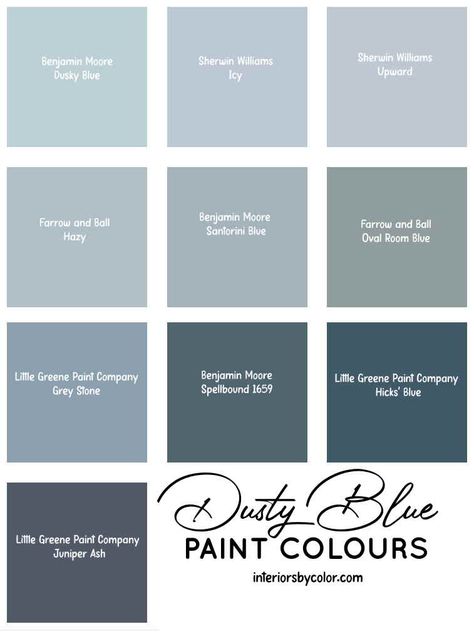 Sherwin Williams Retreat Green Paint Color - Interiors By Color Blue Grey Paint Color, Blue Grey Paint, Dusty Blue Paint, Deep Blue Paint, Light Blue Paint Colors, Gray Paint Colors, Blue Gray Paint Colors, Blue Painted Walls, Blue Wall Colors