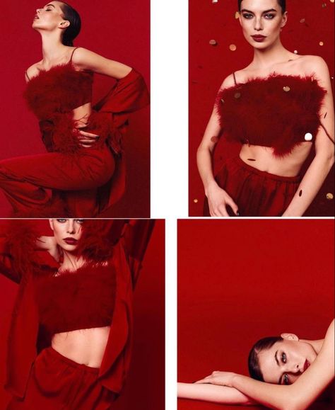 Red Monochromatic Photoshoot, Foil Photoshoot Photography, All Red Photoshoot, Christmas Fashion Photoshoot, Red Backdrop Photoshoot, Valentines Photoshoot Ideas, Monochromatic Photoshoot, Red Monochromatic, Christmas Fashion Photography