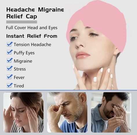 Headache Migraine Relief Cap Full Cover Head and Eyes Instant Relief From / Tension Headache Puffy Eyes • Migraine V Stress / Fever / Tired Headache Relief Instant, Ice Cap, Head Pain, Migraine Relief, Tension Headache, Gel Pack, Headache Relief, Head Massage, Cold Therapy