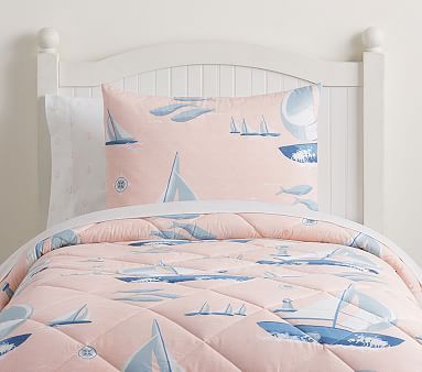 Sailboat Bed in a Bag #pbkids Blush Bedding, Boat Bed, Medallion Bedding, Grey Duvet, Built In Bunks, Gray Duvet Cover, Headboard Wall, Percale Sheets, Bed In A Bag