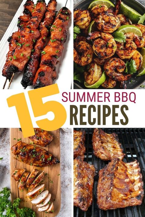 Grilling outside is one of the best parts of summer. Click here for 15 of our Summer BBQ Favorite Recipes that you can make too! #thecraftyblogstalker #BBQfavorites #BBQrecipes #BBQ Bbq Brawl Recipes, Sunday Bbq Ideas Dinners, Meat On The Grill Ideas, Best Grilling Ideas, Different Grilling Ideas, Bbq Entree Ideas, Fast Easy Side Dishes For Bbq, Barbecue Dinner Ideas, Grilling Food Ideas