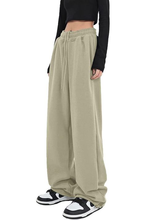 Experience the perfect blend of style and comfort with Women's Wide Leg Sweatpants. These casual, loose-fitting yoga pants are the epitome of cozy chic. Embrace the laid-back vibes with the comfy lounge joggers, featuring a trendy wide leg design for a touch of flair. Complete with convenient pockets, these baggy sweatpants redefine casual elegance. Elevate your relaxation game and stay on-trend effortlessly! 💖👖 #SweatPantsForWomen #WideLegSweatpants #CasualChic #ComfyLounge #JoggersFashion Wide Leg Sweat Pants Outfit Aesthetic, Loose Joggers Outfit, Wide Leg Joggers Outfit, Wide Joggers, Yoga Sweatpants, Sweatpants Baggy, Baggy Joggers, Loose Sweatpants, Oversized Sweatpants