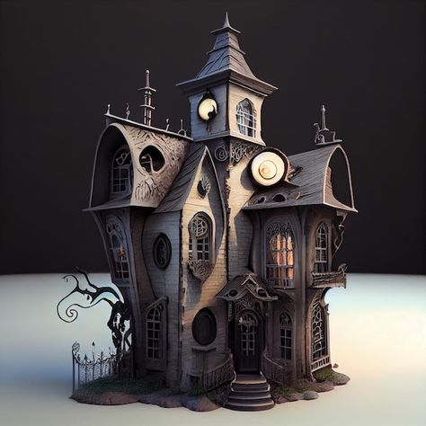 Haunted House Sculpture, Scary House Aesthetic, Horror Architecture, Haunted House Model, Haunted House Illustration, Ceramics House, Halloween Ceramics, Michael Meyers Halloween, Scary House