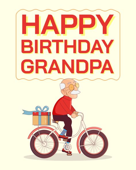 If you can't congratulate your grandpa in person, you can use our free Funny Grandpa Happy Birthday animated card design. Download this postcard in GIF or MP4 video format on any device. The high resolution of the image will allow your grandpa to see the postcard in good quality on any device! #Animated #Gif #HappyBirthday #Grandpa Happy Birthday Grandpa Card, Happy Birthday Animated, Grandpa Card, Happy Birthday Grandpa, Birthday Animated, Happy Birthday Free, Grandfather Birthday, Happy Early Birthday, Aesthetic Drawings