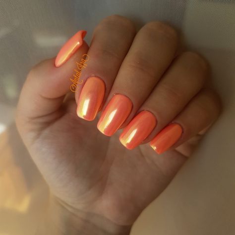 Orange Unicorn Nails, Orange Aurora Nails, Orange Sherbert Nails, Iridescent Orange Nails, Shiny Orange Nails, Orange Pearl Nails, Soft Orange Nails, Sparkly Orange Nails, Orange Holiday Nails