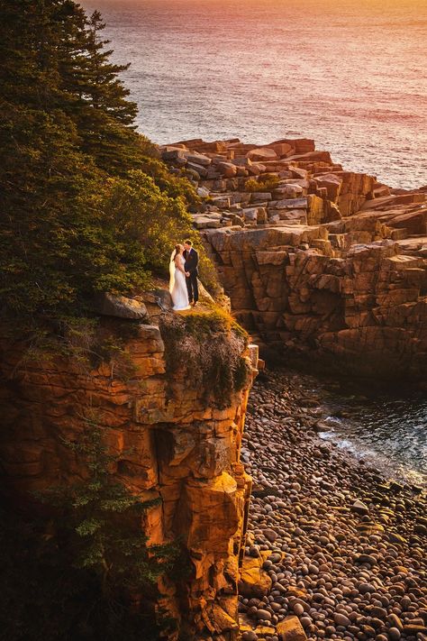 Acadia National Park Elopement - Custom by Nicole Photography : Adventure wedding & elopement photographer based in Hudson Valley NY available for travel Weddings In National Parks, Acadia Wedding Maine, Elope National Park, Elopement National Park, Acadia National Park Engagement Photos, Acadia National Park Elopement, Cottagecore Elopement, National Parks Wedding, Acadia National Park Photography