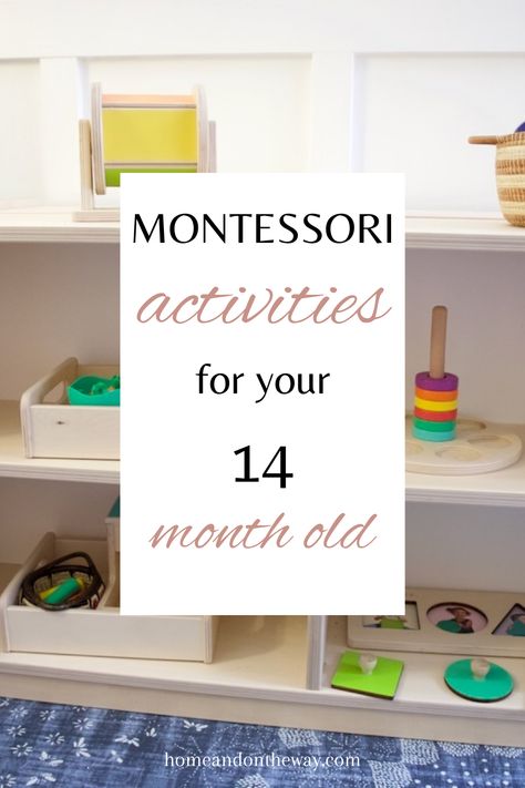 15 Month Montessori Shelf, Montessori 15 Month Old, Montessori At Home Toddler, Montessori Toys 12-18months, Montessori Shelf Ideas, 15 Month Old Activities, Baby Play Areas, Montessori Shelf, Practical Life Activities