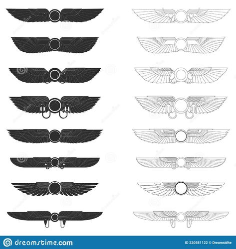 Vector Monochrome Icon Set with Ancient Egyptian Symbol Winged Sun Stock Vector - Illustration of spirituality, medieval: 220581122 Ancient Egyptian Symbols, Egypt Tattoo, Egyptian Symbols, Color Guide, Ancient Egyptian, Icon Set, Stock Vector, Vector Images, Vector Illustration