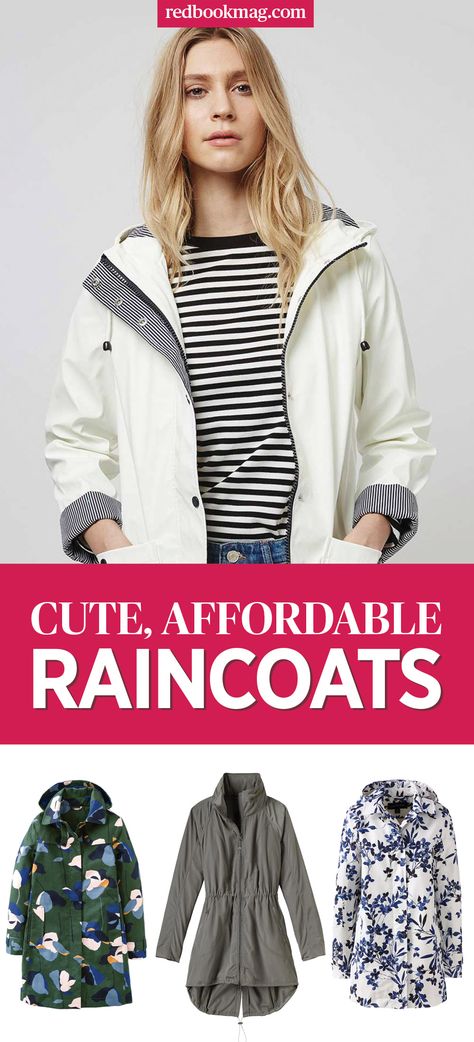 15 Spring Raincoats That'll Make You Feel Pretty Even When The Weather Stinks Womens Raincoat With Hood, How To Wear A Raincoat Outfit, Women Raincoat Outfit, Rain Jacket Outfit Spring, Long Raincoats For Women, Cute Raincoat Outfit, Cute Raincoats Women, Women’s Raincoat, Cute Rain Coat