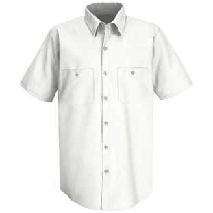 Red Kap Men's Wrinkle Resistant 100% Cotton Short Sleeve Work Shirt | SC40 White Work Shirt, Safety Workwear, Red Kap, Uniform Shirts, Protective Clothing, Work Shirt, Poplin Shirt, Work Shirts, Walmart Shopping