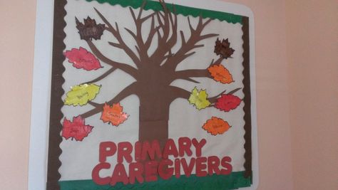 Fall Themed Primary Caregivers Board Primary Caregiver Board Daycare, Infant Lesson Plans, Toddler Classroom, Baby Activities, Board Ideas, Infant Activities, Caregiver, Autumn Theme, Bulletin Boards