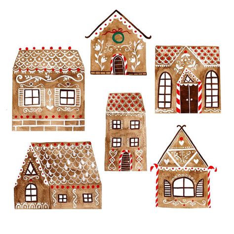 Winter Art Lesson, Gingerbread House Decorations, Christmas Rock, Envelope Art, Christmas School, House Illustration, Navidad Diy, Gingerbread Houses, Winter Art