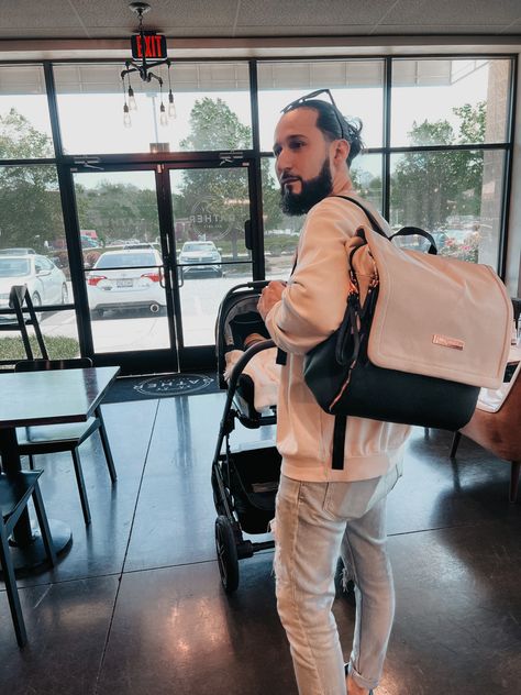 Modern dad look featuring Nuna Mixx Next stroller in color Riveted and diaper bag is Petunia Pickle Bottom’s Boxy Backpack in color Sand / Black. Uss code LENNYT1 for 15% off your Petunia Pickle Bottom purchase. #babymusthave Nuna Mixx Next, Luxury Diaper Bag, Nuna Mixx, Dad Diaper Bag, Empowering Parents, Petunia Pickle Bottom, Sand Bag, Baby Must Haves, Color Sand