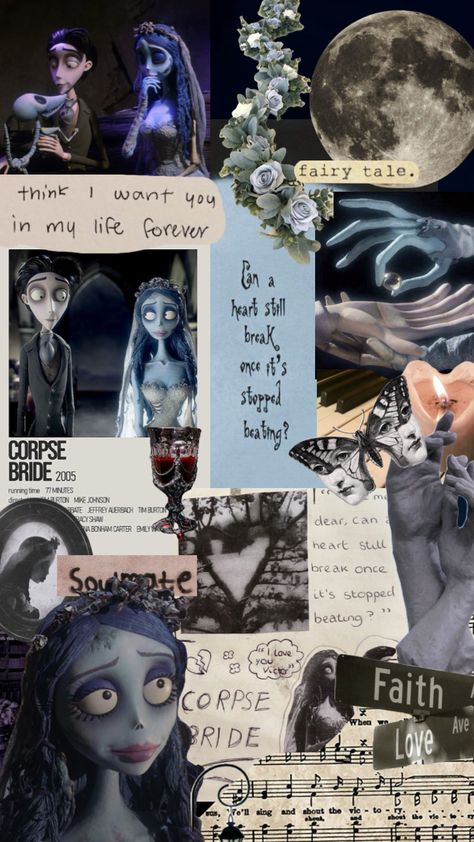 Victor And Emily Wallpaper, Tim Burton Collage Wallpaper, Emily And Victor Wallpaper, Victor X Emily Fanart, Emily X Victor, Emily And Victor, Victor And Emily, Corpse Bride Wallpaper, Bride Wallpaper