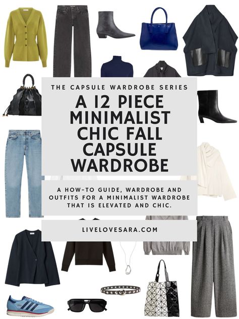 A 12 Piece Minimalist Chic Fall Capsule Wardrobe - livelovesara Chic Fall Capsule Wardrobe, Minimalist Wardrobe Capsule, Minimalist Wardrobe Essentials, Capsule Wardrobe Women, Cold Weather Outfit, Capsule Wardrobe Outfits, Travel Capsule Wardrobe, Minimalist Capsule Wardrobe, Outfit Collage