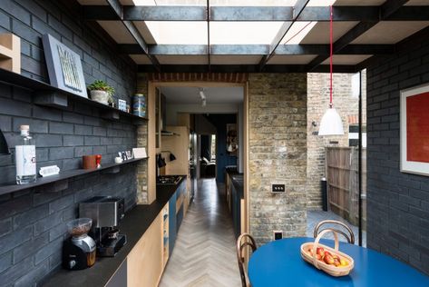 Small Kitchen Extension Ideas, Engineering Bricks, Oak Windows, Victorian Terraced House, Victorian Terrace House, Side Return, Micro House, Victorian Terrace, Kitchen Extension