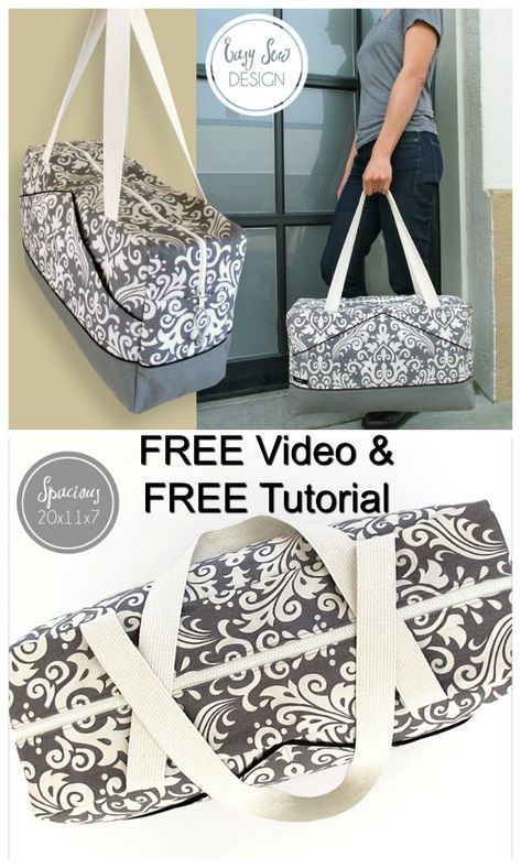 Sew Modern Bags brings you another FREE sewing pattern, this time it's a Perfect Damask Duffle Bag from one of our favourite bag designers. Duffle Bag Pattern, Bag Sewing Pattern, Sew Ins, Modern Bag, Beginner Sewing Projects Easy, Sac Week End, Bag Sewing, Easy To Sew, Leftover Fabric