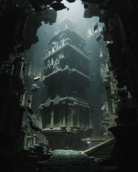 ArtStation - Sedimentary Crypt, Max Hay Sci Fi Landscape, Ancient Tomb, Ancient Indian Architecture, Temple Art, Indian Architecture, Fantasy Places, Ancient India, Character Design Animation, Landscape Drawings