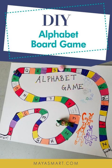 This DIY alphabet board game is a great way to jazz up family game night. Your child will be learning the skills of early literacy, counting, taking turns, and decision-making. This post teaches you how to create a memorable way to spend time together as a family that’s educational too. Alphabet Board Game, Abc Games For Toddlers, Planet Coloring Pages, Letter Sound Activities, Easy Kid Activities, Alphabet Board, Board Games Diy, Personalized Board, Abc Games