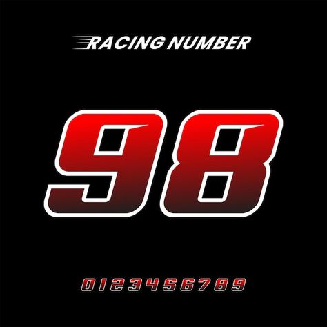 Vector racing number 98 design vector te... | Premium Vector #Freepik #vector #typography-alphabet #typo-logo #logo-type #typography-logo Numbers Typography, Vector Typography, Typography Alphabet, Typo Logo, Butterfly Wallpaper Iphone, Logo Type, Number Design, Super Car, Vector Template