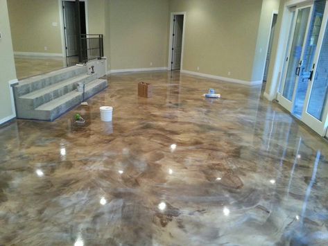 America House, Epoxy Floor Designs, Epoxy Floor 3d, Stained Floors, Epoxy Resin Flooring, Concrete Creations, Basement Redo, Metallic Epoxy Floor, Epoxy Floors