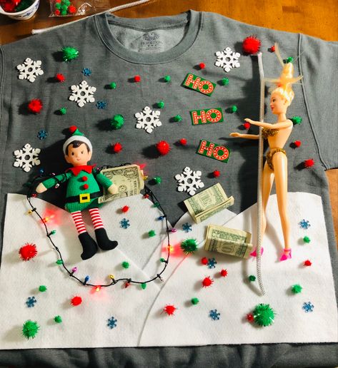 Inappropriate Christmas Sweater, Ugly Sweaters Diy, Inappropriate Christmas Sweaters, Creative Ugly Christmas Sweater, Christmas Sweater Diy, Making Ugly Christmas Sweaters, Ugly Sweater Outfits, Homemade Ugly Christmas Sweater, Ugly Christmas Sweater Outfit