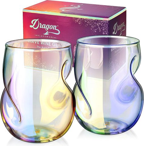 Unique Wine Glasses, Types Of Red, Iridescent Color, White Wine Glasses, Red Wine Glasses, Wine Glass Set, Bar Glassware, Stemless Wine Glasses, Wine Enthusiast