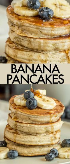 Bisquick Banana Pancakes, Homemade Banana Pancakes, Banana Nut Pancakes, Strawberry Banana Pancakes, Classic Pancake Recipe, Fluffy Banana Pancakes, Banana Pancake Recipe, Homemade Breakfast Recipes, Banana Recipes Overripe